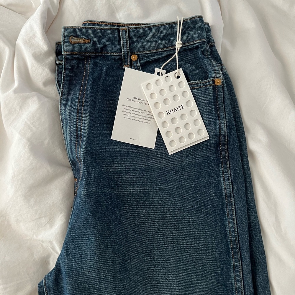 KHAITE Dark Blue Straight Leg Jeans